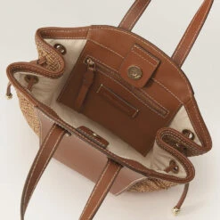 Piaf Tote With Raffia -Chic & Cozy BAG51737 CuoioNoug 5